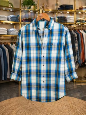 Men’s Premium Checkered Shirt – Stylish Blue Plaid Casual Wear