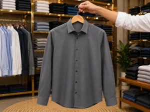Men’s Smart Fit Grey Shirt – Premium Fabric Full Sleeves
