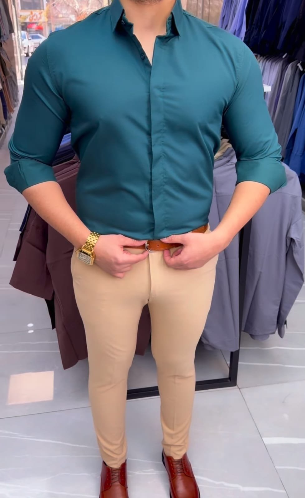Teal Green Formal Shirt Combo