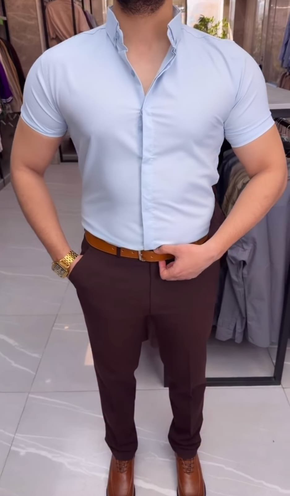 Sky Blue Half Sleeve Shirt Combo