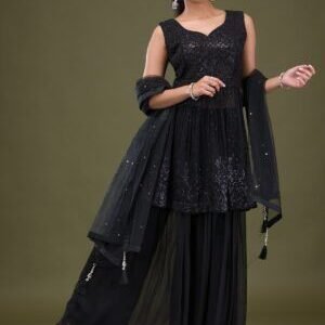 Black Cutdana Georgette Readymade Salwar Suit