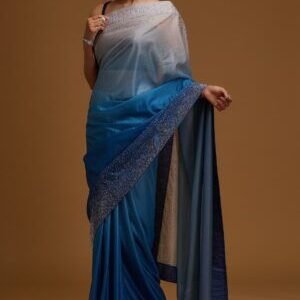 Bottle Green Zariwork Georgette Saree