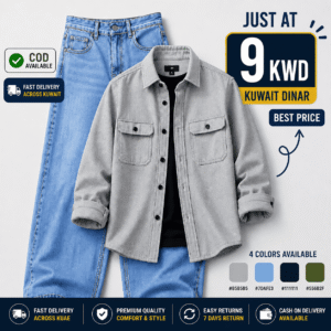 Premium Light Grey Casual Shirt & Sky Blue Denim Jeans Combo