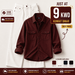 Premium Maroon Casual Shirt & White Denim Jeans Combo