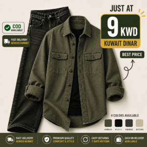 Premium Olive Green Casual Shirt & Charcoal Black Denim Jeans Combo